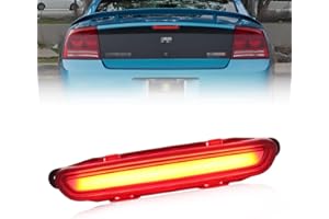 VYNTRAL Tail Brake Light Rear Stop Lamp for 2006-2010 Dodge Charger 3D LED Bar 3RD, Red Lens + Red Light