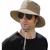 Muryobao Men Sun Hat Summer Wide Brim UPF 50+ Breathable Boonie Hats Waterproof Foldable Safari Cap