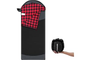 WKFAMOUT Backpacking Flannel Sleeping Bag Lightweight for Adults Hiking Ultralight Compact Sleeping Bag Portable Warm Weather Summer with Compression Sack