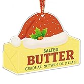 JUESMOS Stick of Butter Christmas Ornaments 2025-2D Acrylic Food Ornaments for Christmas Tree Decorations-Funny Xmas Ornament Stick of Butter Xmas Keepsake Gifts for Kids Women Men Home Party Decor