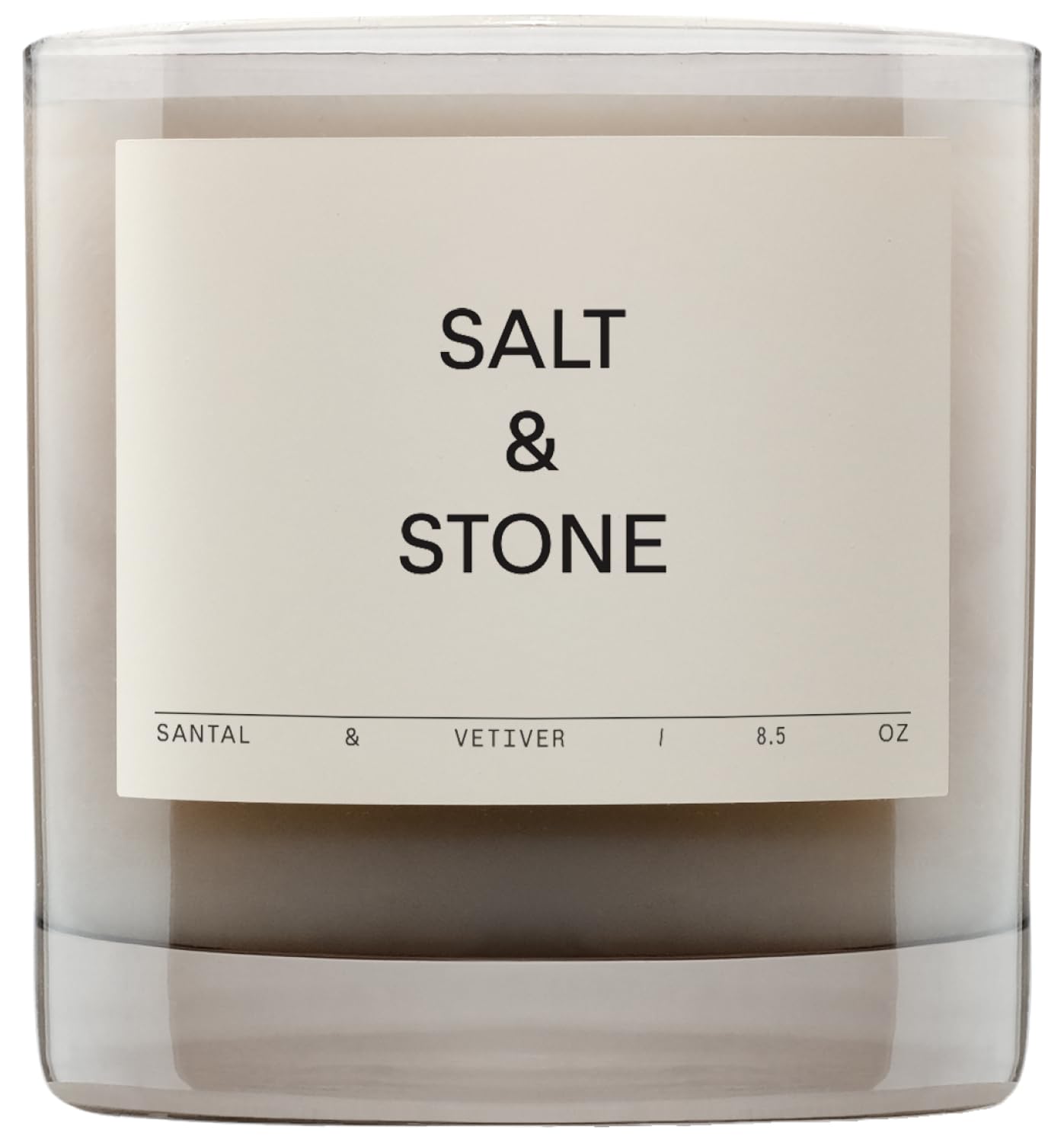 SALT & STONE Scented Candle | Hand-Poured, Aromatic & Fragrant | Made with Natural Coconut & Soy Blend Wax | 100% Cotton Wick | Long-Lasting 50 Hour Burn Time (8.5 oz) (Santal & Vetiver)