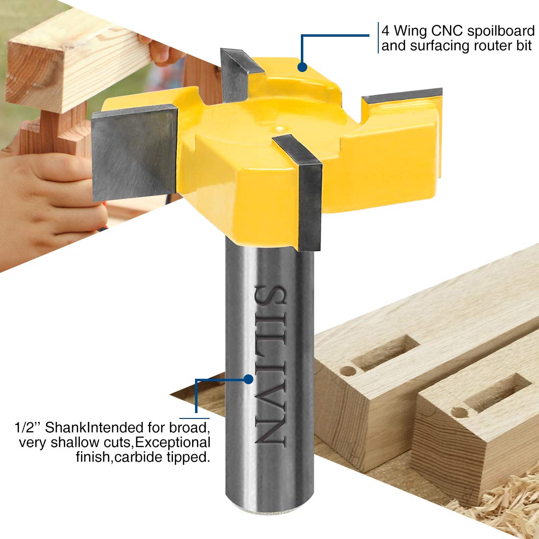 CNC Spoilboard Surfacing Router Bit 1/2’’ Shank Durable Carbide Tipped
