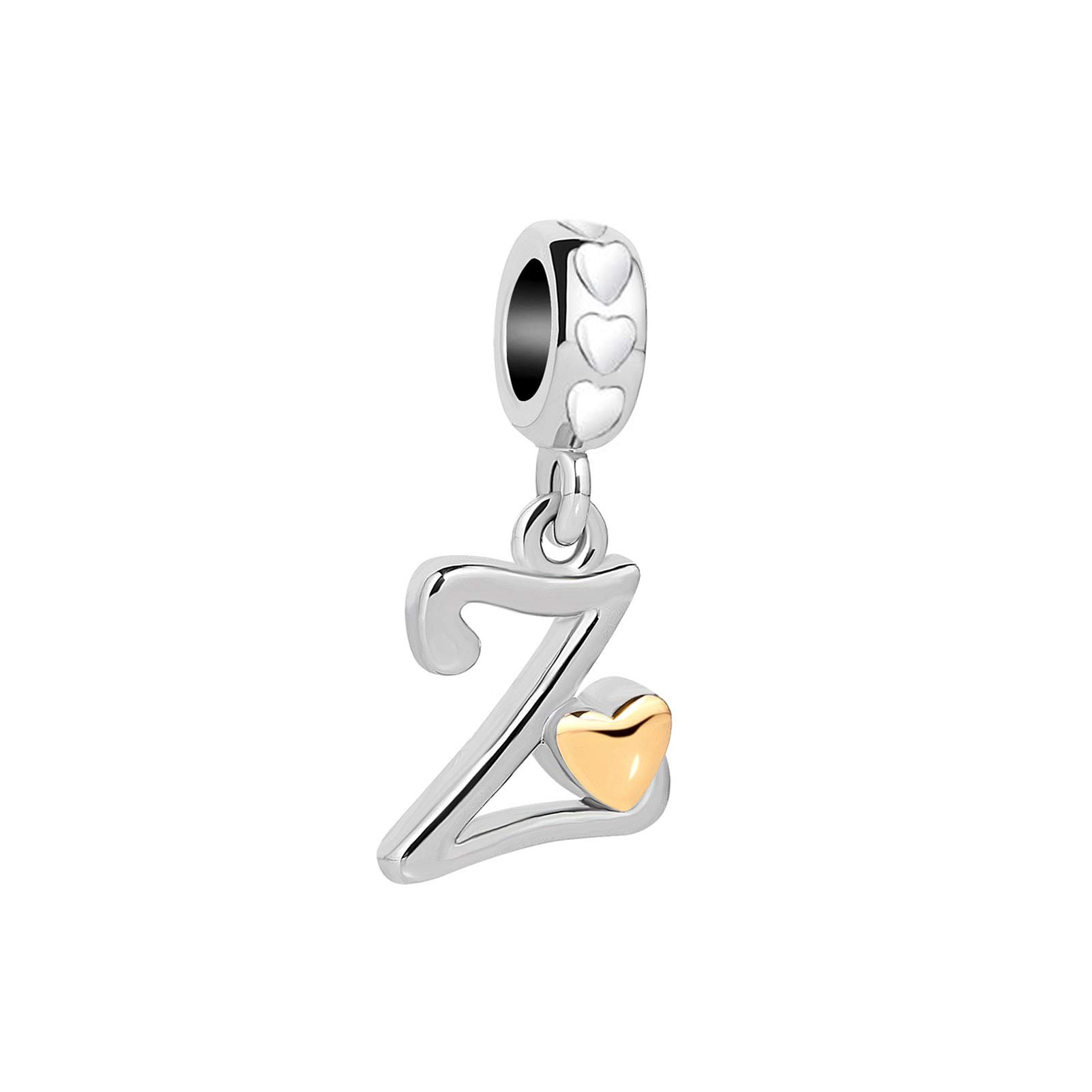 Z Letter Initial Name Alphabet Love Heart Pendant Charm fits Pandora Charms Bracelets Birthday Jewellery Gift for Family Christmas Mum Granddaughter