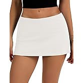 LOMON Women's Low Waist Casual Micro Mini Skirt with Built-in Shorts with Pockets Stretchy Skorts Summer Outfits 2026