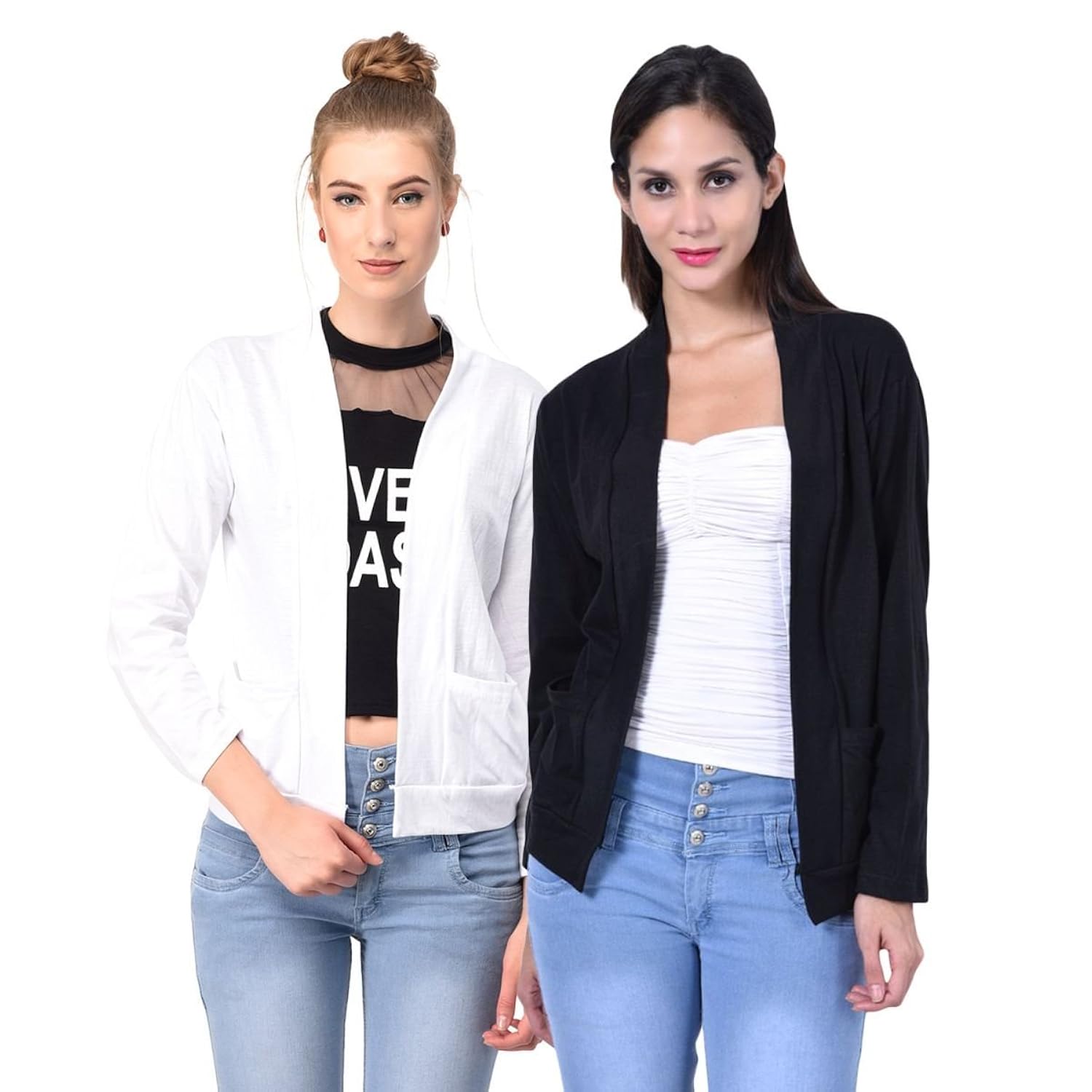 teemoods women's cotton full sleeves shrugs with pockets, summer shrugs for ladies, pack of two/three