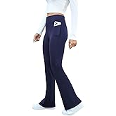 keriffe Women's Flare Yoga Pants with Side Pockets High Waist Casual Bootcut Leggings Tummy Control