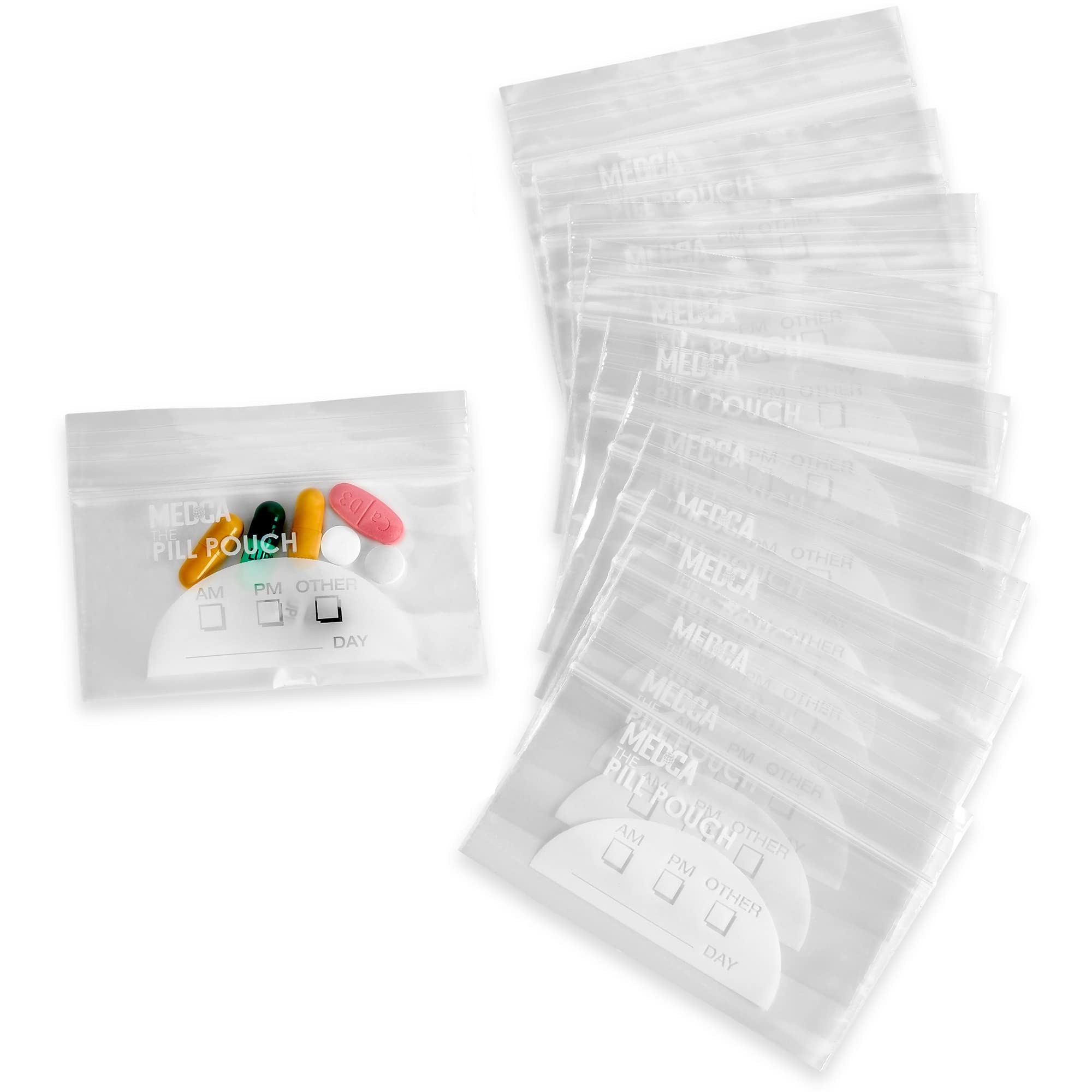 Pill Bag Pouch, Reusable Plastic Pill Organizer Bags, Size 4'' x 2.75" 3 Mil (Pack of 100)
