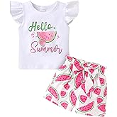 YOUNGER TREE Toddler Baby Girl Clothes Ruffle Short Sleeves T-Shirt Tops and Shorts Set Cute Summer Outfits