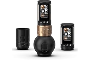 Ambition Rotary Tattoo Gun, Ninja Max 280 Wireless Tattoo Pen Machine with 280 g.cm Torque Brushless Motor, 7 Adjustable Stroke 2.4-4.5mm, Dual 2400mAh Batteries 54mm & 34mm Grips Tattoo Supply