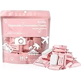 ICOTLE Compressed Towel 30 Pcs Disposable Compressed Face Towel Portable Cotton Coin Tissue Camping Towel for Travel/Home/Outdoor Activities