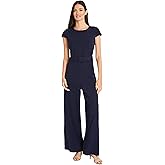Maggy London womens Belted Wide Pant Leg Jumpsuit Workwear Office Occasion Event Guest of