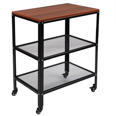 TUFFIOM 3-Tier Rolling Kitchen Cart with Metal Frame, Brown