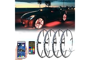 Beatto 17 inch Wheel Ring Light Kit w/Turn Signal and Braking Functionand Can Controlled by Remote and app Simultaneously with Lock Function (Single Row)
