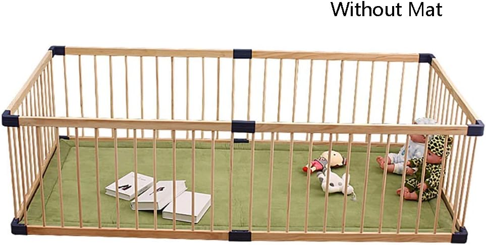 Playpen Wood Baby with Door, Kids Safety Play Center Yard Home Indoor Outdoor Pen, 80x160cmx61cm, Without Mat (Size : 80x160cm)