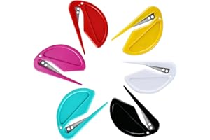 UPEOXT 6 Pack Letter Opener Envelope Slitter, Mail Openers with Storage Box, Plastic Safety Letter Cutter for Office, Paper K