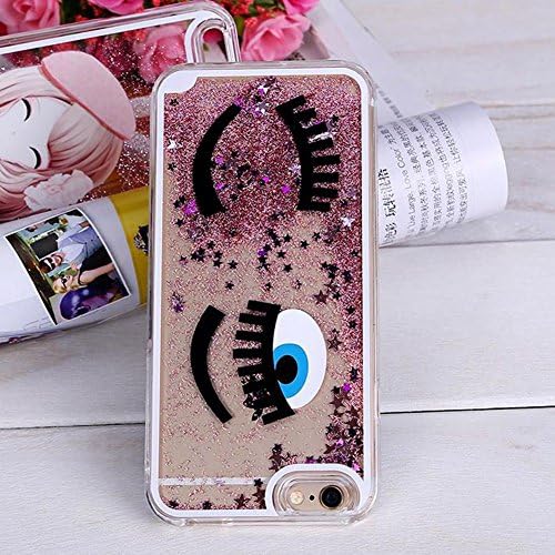 Fast Jewelry iPhone 5 Case, 3D Flowing Bling Glitter Quicksand Flowing Paillette Dynamic Painted Glitter Quicksand Transparent Hard Back Cover Case For iPhone 5 5s SE (Eyelash)