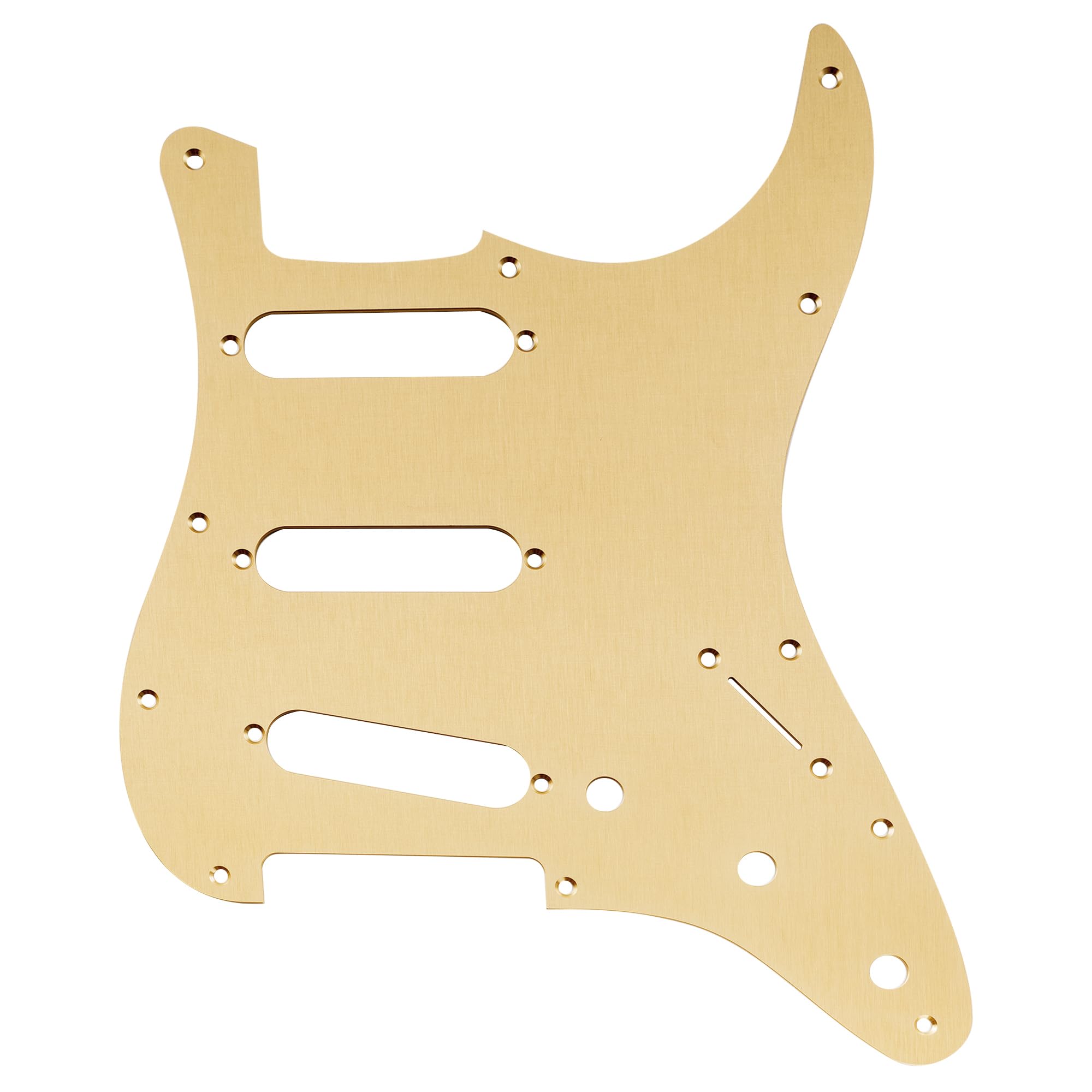 Musiclily Pro 11 Holes Aluminum SSS Stratocaster Pickguard for American/Mexican Fender Standard Strat Style Electric Guitar, Gold Anodized