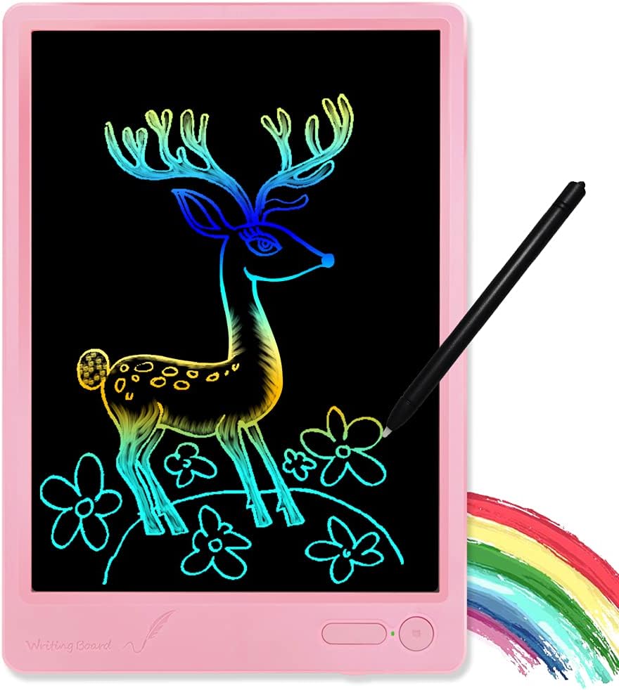KURATU LCD Writing Tablet Colorful Screen Toys for 3-12 Years Old Boys Girls,Drawing Board Reusable Doodle Board Drawing Pad Kids Electronic Education Systems (10 inch Pink-S)