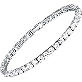 LGYIC Tennis Bracelet for Women|4MM Simulate Diamond Bracelets|4-Prong-Setting CZ|18k White/Yellow Gold Plated Bracelet with Buckle Clasp|Size 6-8.5 Inches