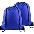 KUUQA 2 Pcs Drawstring Backpack Bags Sports Cinch Sack String Backpack Storage Bags for School Gym Traveling (Blue)
