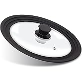 Anaeat Silicone Universal Lid for Pots, Pans and Skillets - Tempered Glass Covered with Heat Resistant Silicone Rim Fits 11", 12" and 12.5" Diameter Cookware -Easy to Use Replacement Frying Pan Cover