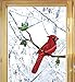 Bird - Cardinal Perched on Branch - Stained Glass Style See-Through Vinyl Window Decal - Yadda-Yadda Design Co. (5.5