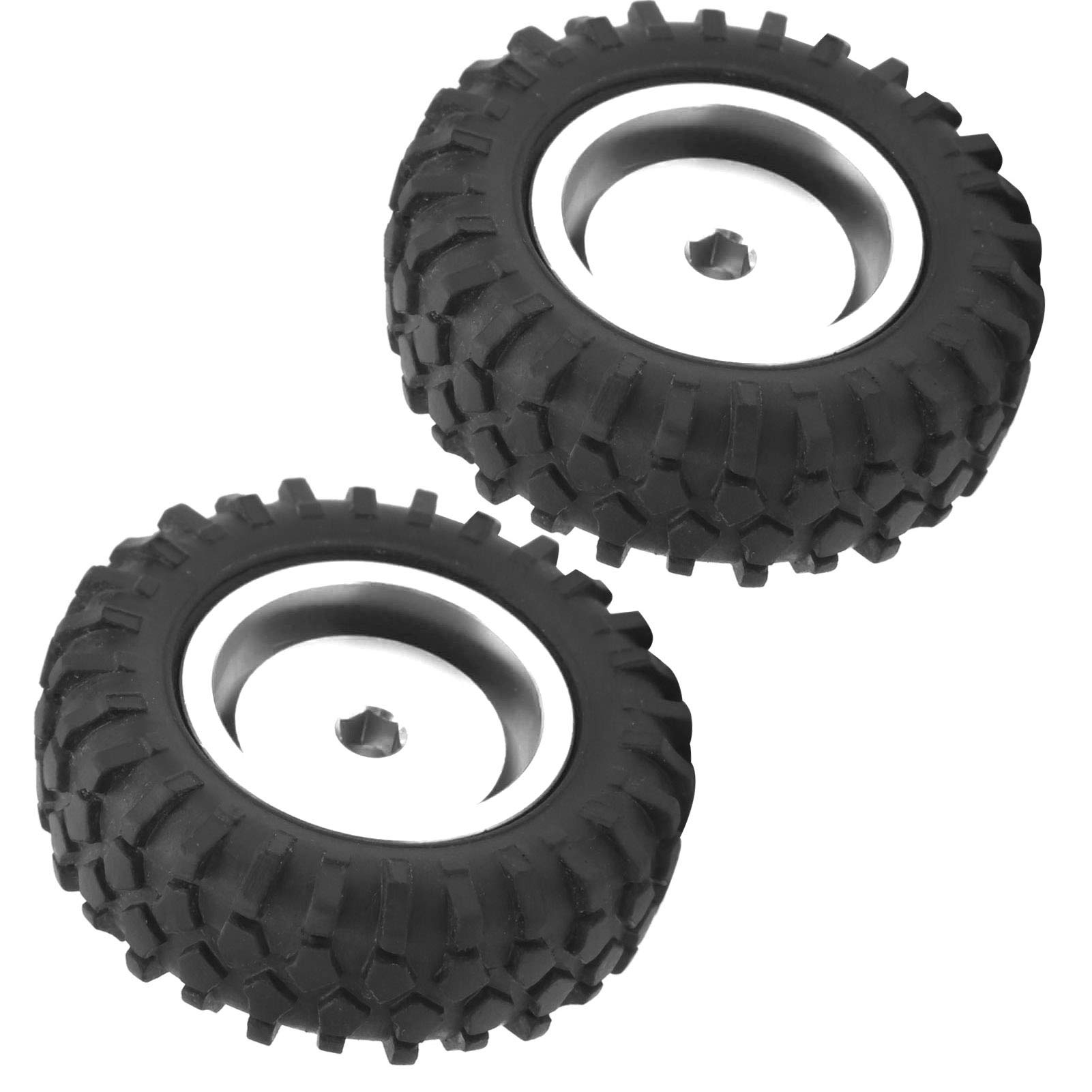 Tnfeeon RC Truck Wheel Tires, Aluminum Alloy Antiskid Design for WPL D12 55mm Diameter, Perfect Upgrade for RC Truck Enthusiasts (Silver S)