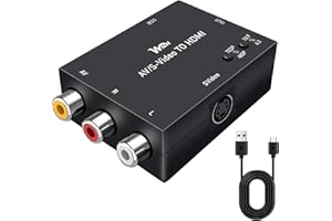 WNNZVCC S Video to HDMI Converter, AV to HDMI Converter, RCA to HDMI Converter, Composite CVBS Video Audio Converter Adapter Supporting PAL/NTSC for TV/PC/PS1/PS2/ STB/Xbox/VHS/VCR/DVD