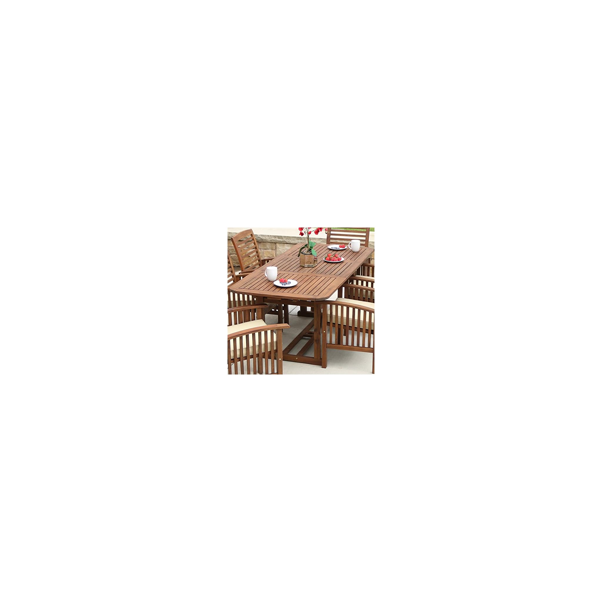 Walker Edison Maui Modern Solid Acacia Wood Slatted Patio Dining Table