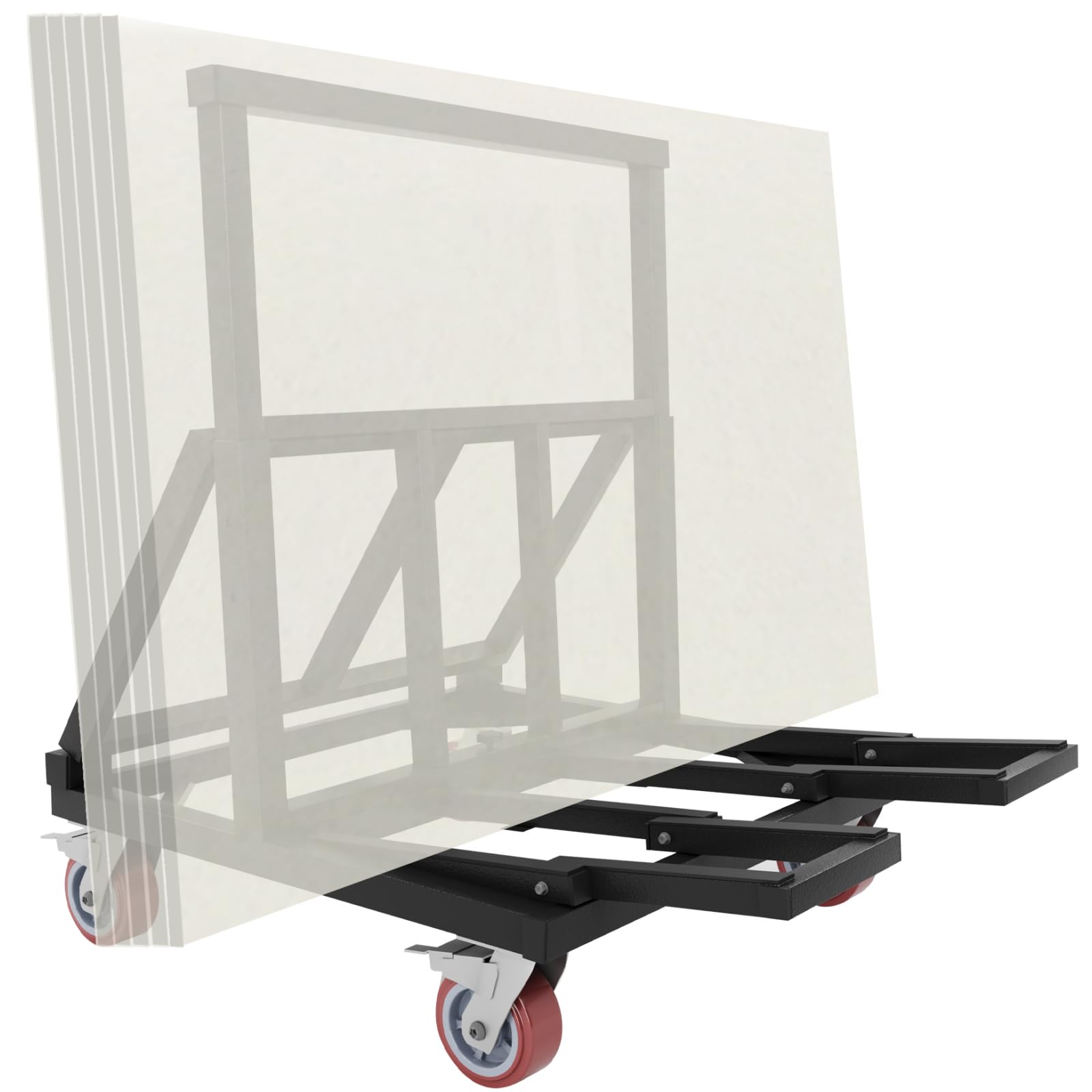 Photo 1 of Lomive Heavy Duty Drywall Cart 3000 lbs Capacity Folding Panel Dolly Handling Wall Panel, Sheetrock, Lumber, Glass, 4 Swivel Wheels and Expandable Rubber Pad Bracket - Black 2MM Thickness Plate