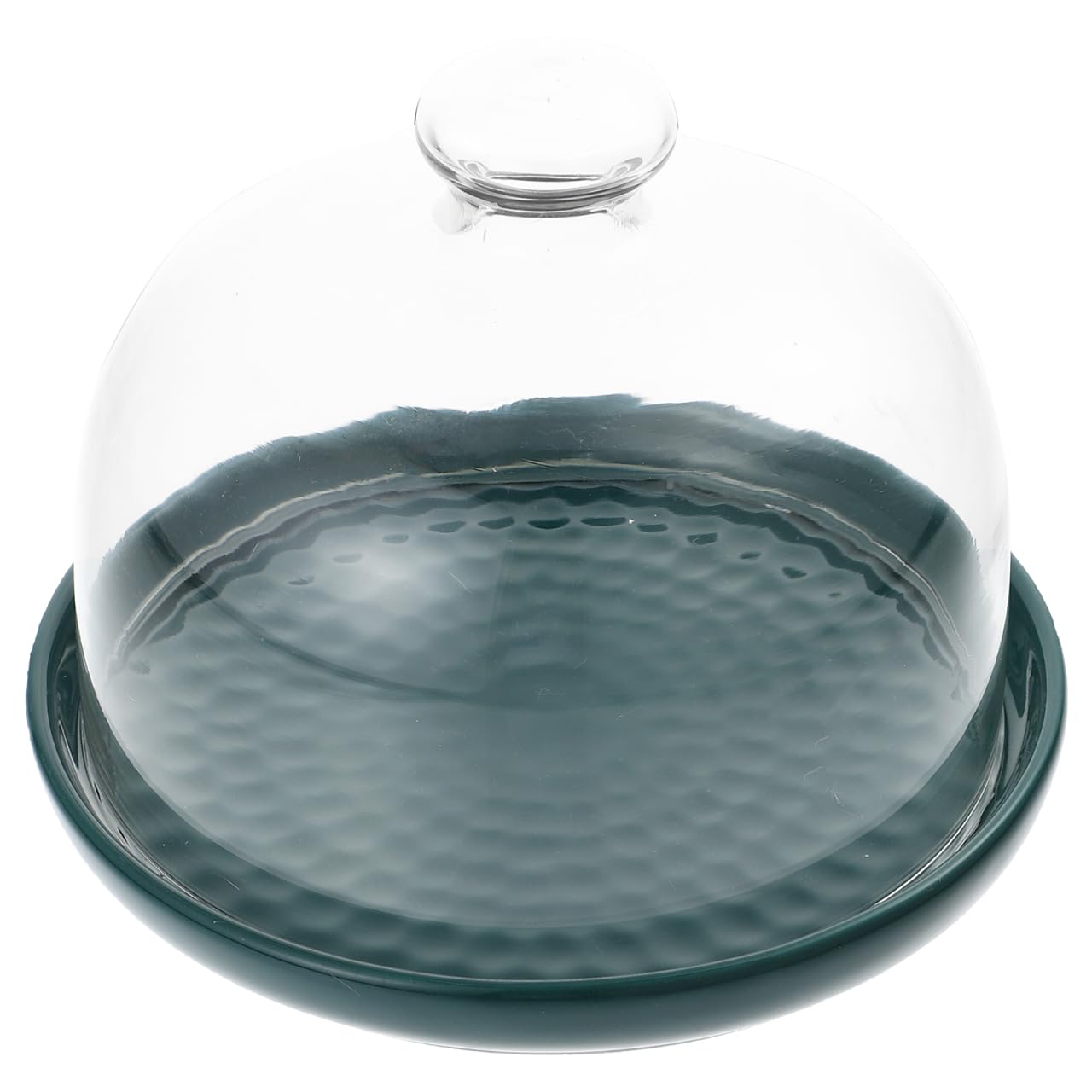 DOITOOL Ceramic Cake Stand with Glass Dome Cover 6.10In Dessert Plate and Fruit Platter Display for Home Parties and Cheese Presentation