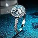 Jiangyue Lady Rings Halo Big Stone AAA Cubic Zirconia Rhodium Plated Party Solitaire Jewelry Mother 's Day Gift Size 5-10
