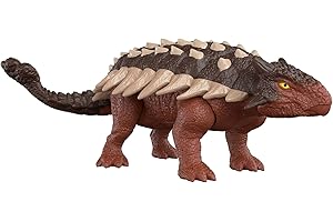 Mattel Jurassic World Dominion Roar Strikers Ankylosaurus Dinosaur Action Figure with Roaring Sound and Attack Action, Toy Gift Physical & Digital Play
