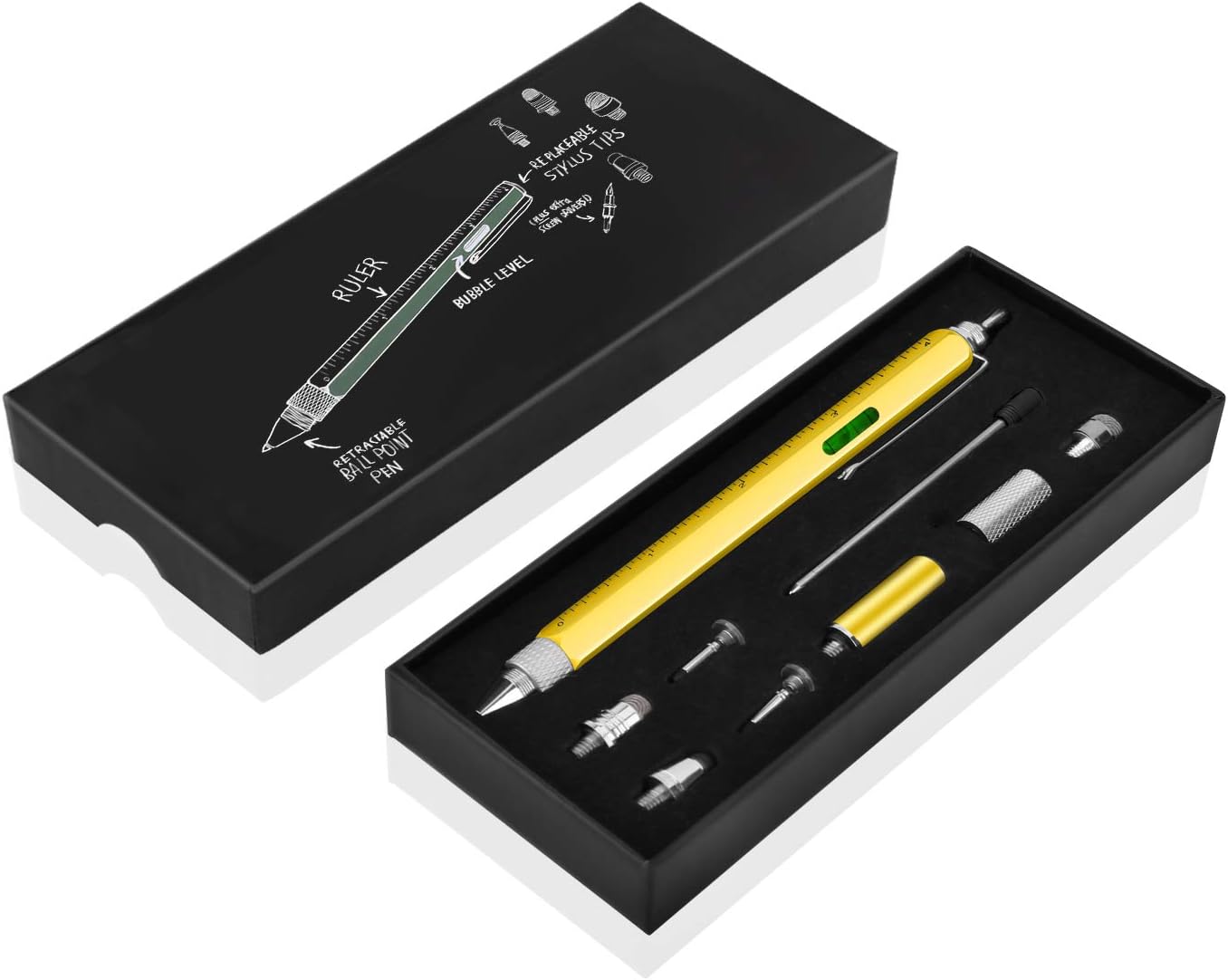 Mixoo 9 in 1 Multi Tool Pen Touch Screen Stylus Pen with Scale Ruler