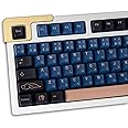 Blue Samurai Keycaps 129 Keys Cherry Profile Dye Sub PBT Keycap Set Japanese Key caps Fit for 61/64/87/104/108 Cherry Mx Switches Mechanical Keyboard