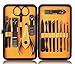 Manicure Set Nail Clipper Set -15 Piece Stainless Steel Nail Care Tools -Fingernail Clippers, Toenail Clippers - Portable Travel&Grooming Kit Tools (Yellow)