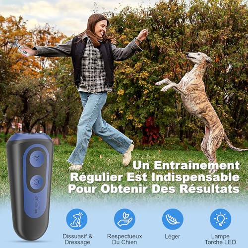 Anti Barking Dog, Powerful Ultrasonic Dog Breeding Detractor with 3 Modes, Deterrent Bark Control Range 15 m with 30 Day Battery Life, Portable Anti-Bark Device