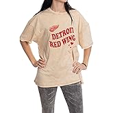 Calhoun NHL Womens Oversized Loose Fit Drop Shoulder Vintage Style Acid Wash Crewneck Short Sleeve T-Shirt