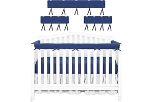 Vjningu Crib Rail Covers, Wrapped Rail Cover 3 Pcs (One Set) Anti-Collision Strip Corner Cover for Teething Bed Guardrail Cover Furniture Boys & Girls for Standard Crib（Blue）