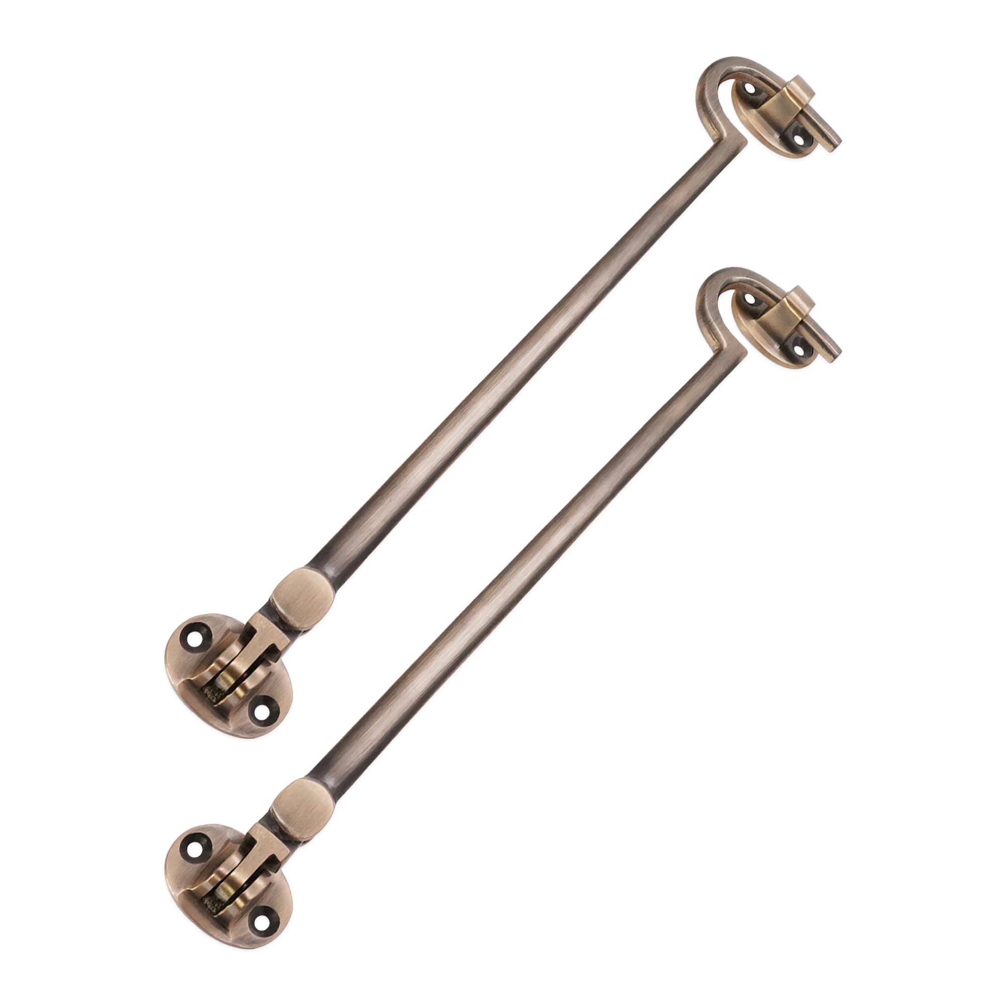 Infinity Decor Pack of 2, 10" 250mm Brass Cabin Hook & Eye Weatherproof Silent Door Swivel/Catch/Latch/Lock for Window, Garden, Garage, Gate in Antique Finish for Internal & External use