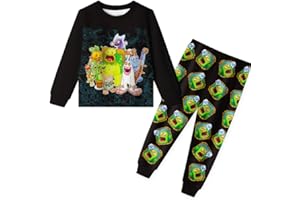 Difforever Boys Monsters Shirts and Pants Sets for 6-12 Years Kids Monster Casual Clothes