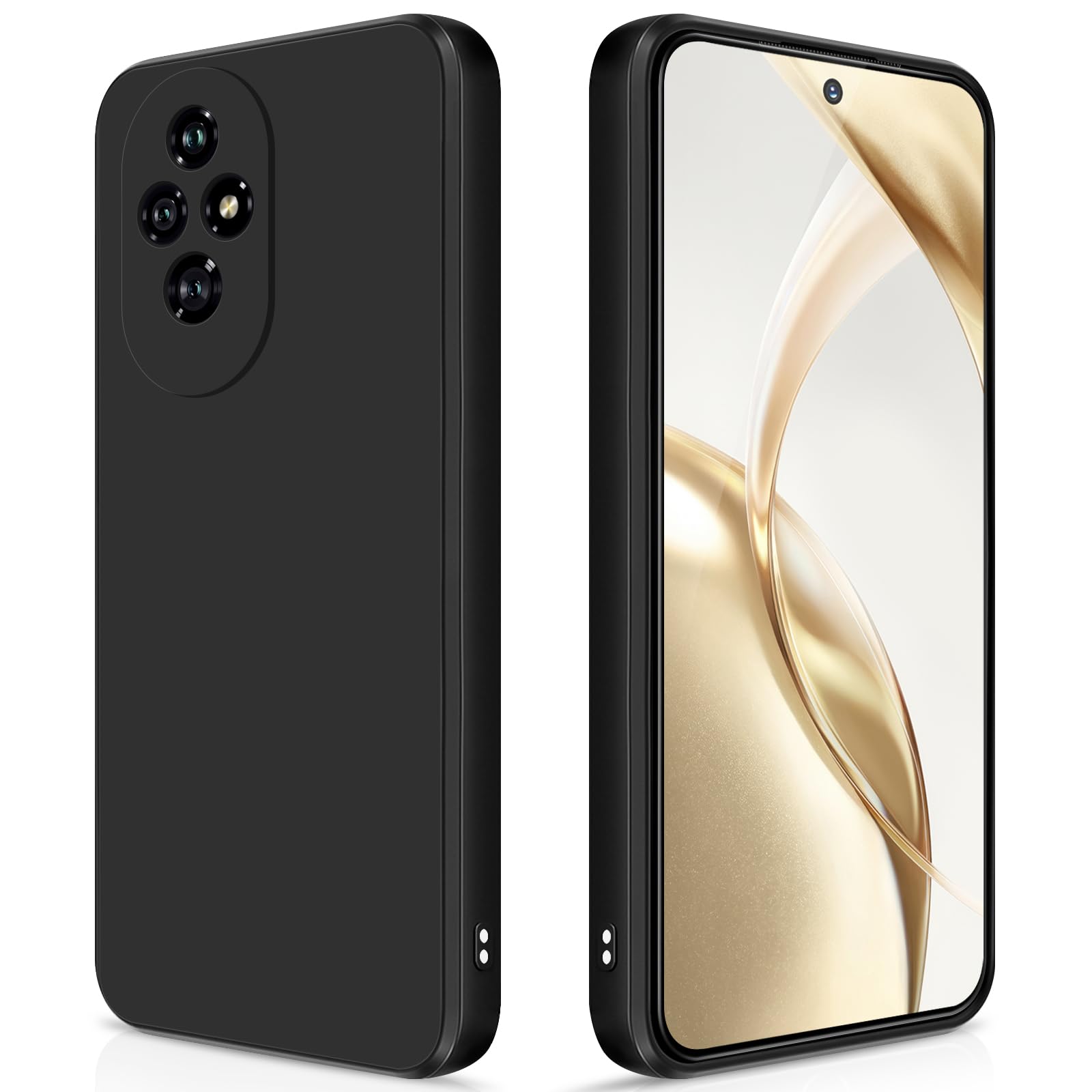 GiiYoon Case Compatible with Honor 200, Silky-Soft Touch Full-Body Protective Phone Silicone Case, Shockproof Cover with Microfiber Lining, Black