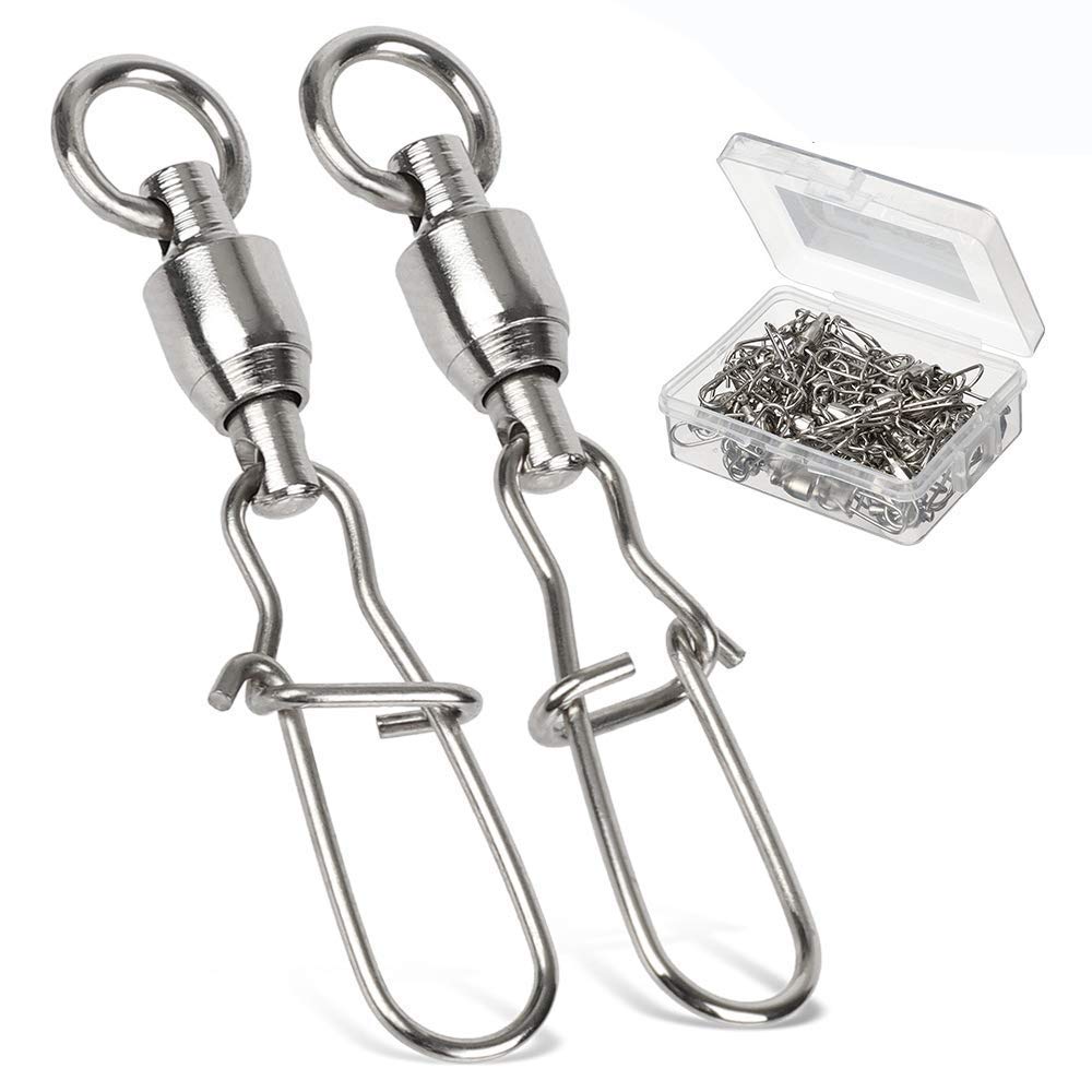 9Tong Ball Bearing Swivel Stainless Fishing Swivels with Dual Snap Lock Fishing Line Connector Freshwater Fishing and Saltwater Fishing 25pcs 26.4lbs