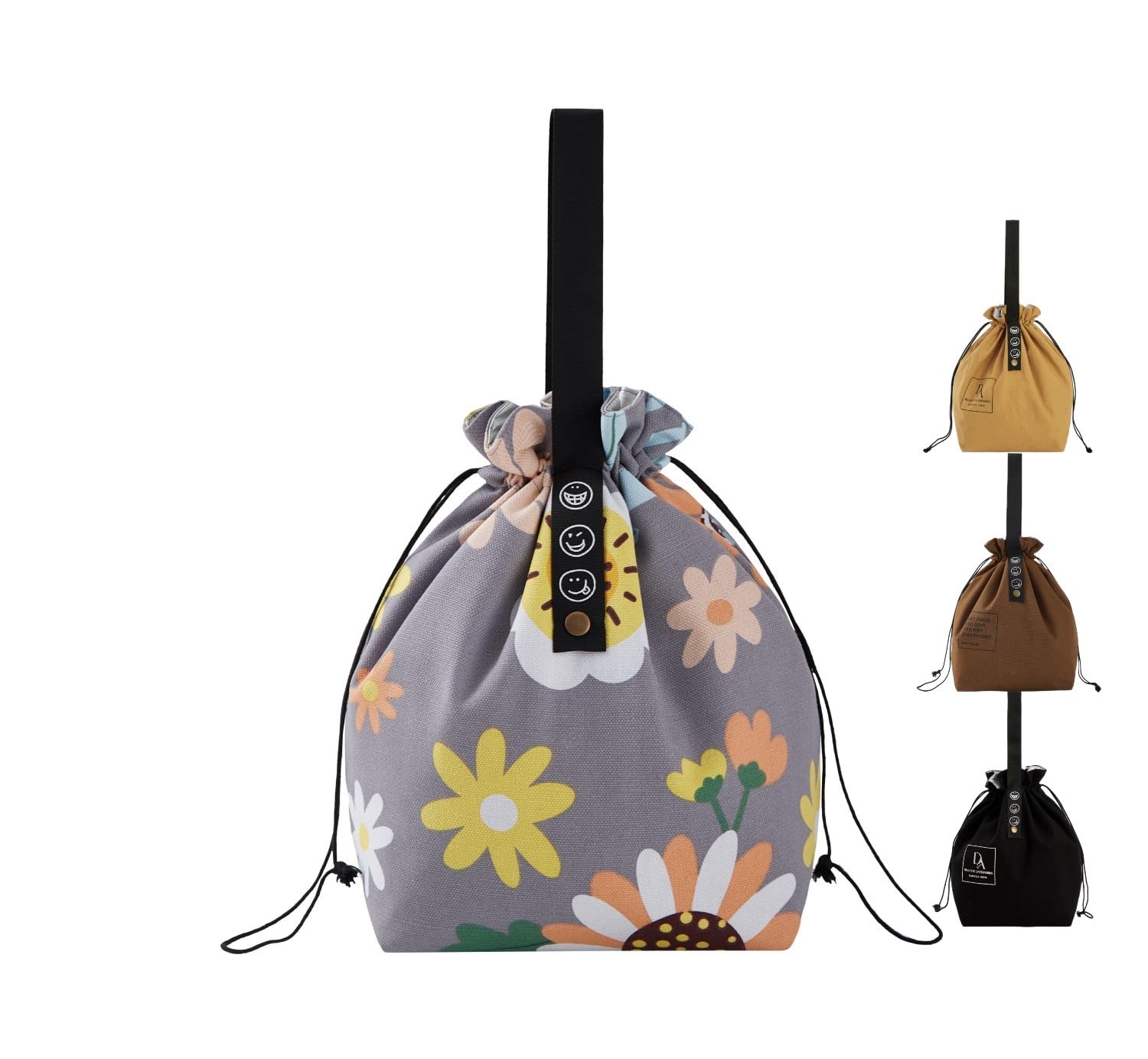 DAROSS Reusable Lunch Bag 6L- Drawstring Bag for Adults and Kids with Foldable Construction - Lunch Tote for Work, School, or Picnics… (S, Sunflower)