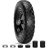 Pontuss Upgraded 16" Flat Free Wheelbarrow Wheels and Tires, 4.80/4.00-8 Solid Wheelbarrow Tires with 5/8"&3/4" Bearings,14"-16" Universal Fit Wheelbarrow Wheels for Wheelbarrows/Garden Trailer