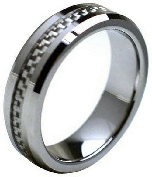 Size 8 to 12 Laser Engraving Service 6mm Carbon Fiber Inlay Tungsten Comfort-fit Wedding Band Ring