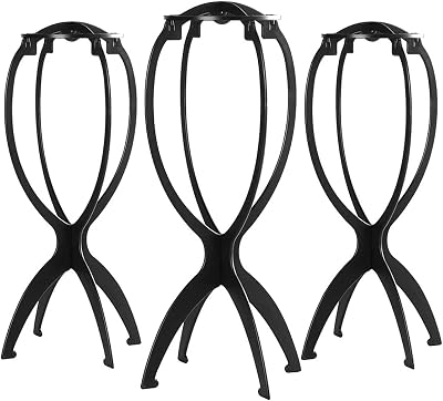 Dreamlover Wig Stands 3 Pack Portable Wig Head for Storage Black