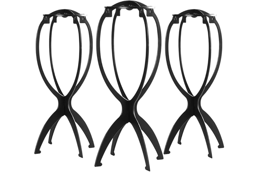 Dreamlover Wig Stand, Wig Head Stand, Wig Holder for Multiple Wigs, Black, 3 Pack