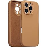 UCASONG for iPhone 16 Pro Max Case Silicone,with [Full Camera Protection][Soft Anti-Scratch Microfiber Lining],Liquid Silicone Ultra Slim Shockproof Phone Case for Men Women Girls-Caramel