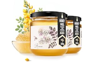 HONIGMA® Raw Acacia Honey | Exquisite Taste | 100% Pure | Unpasteurized | Unfiltered | Partially crystallized | 250g/8.8oz | 